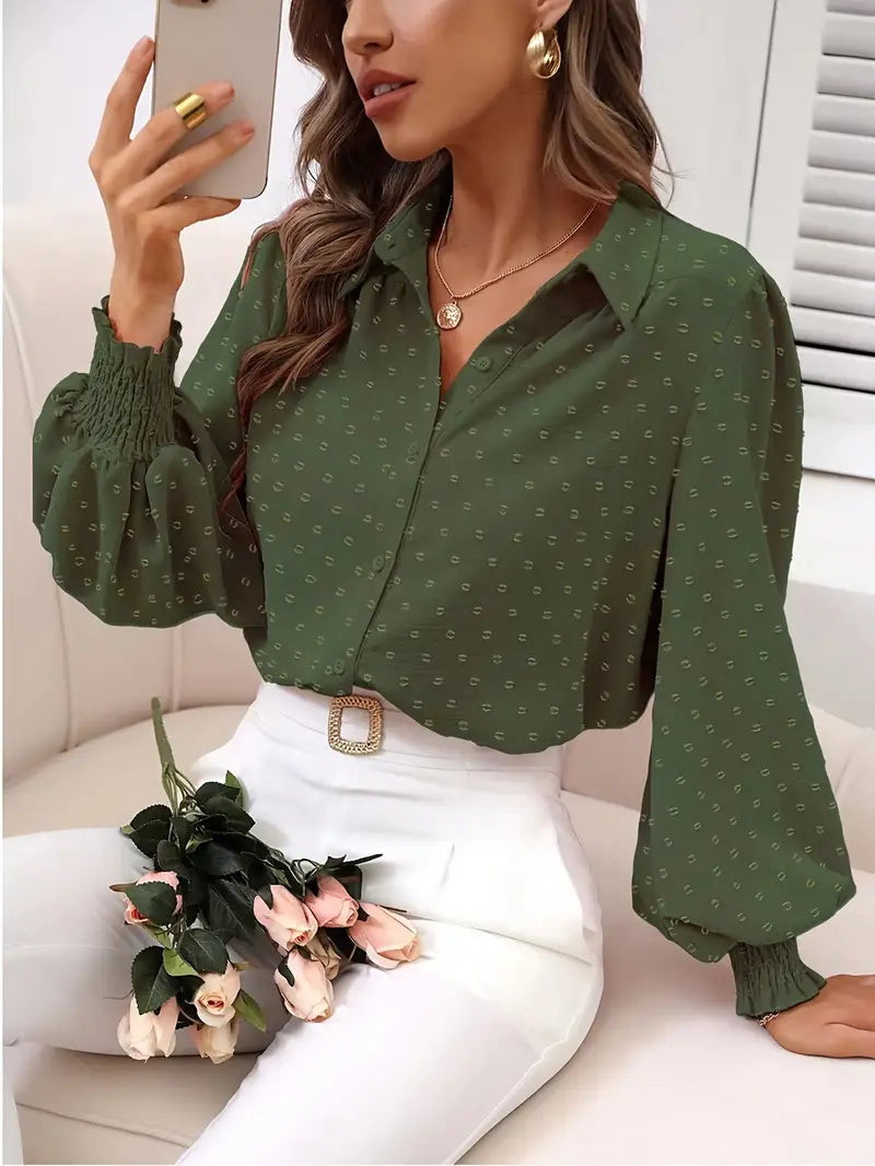 Noctavia – Elegant Textured Long-sleeved Blouse