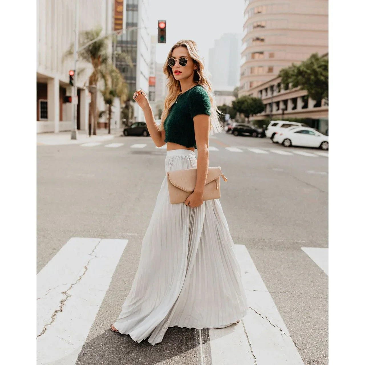 Veluna – Stylish Pleated Maxi Skirt
