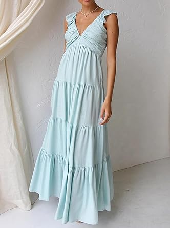 Prisca – Linen Maxi Dress with Ruffles