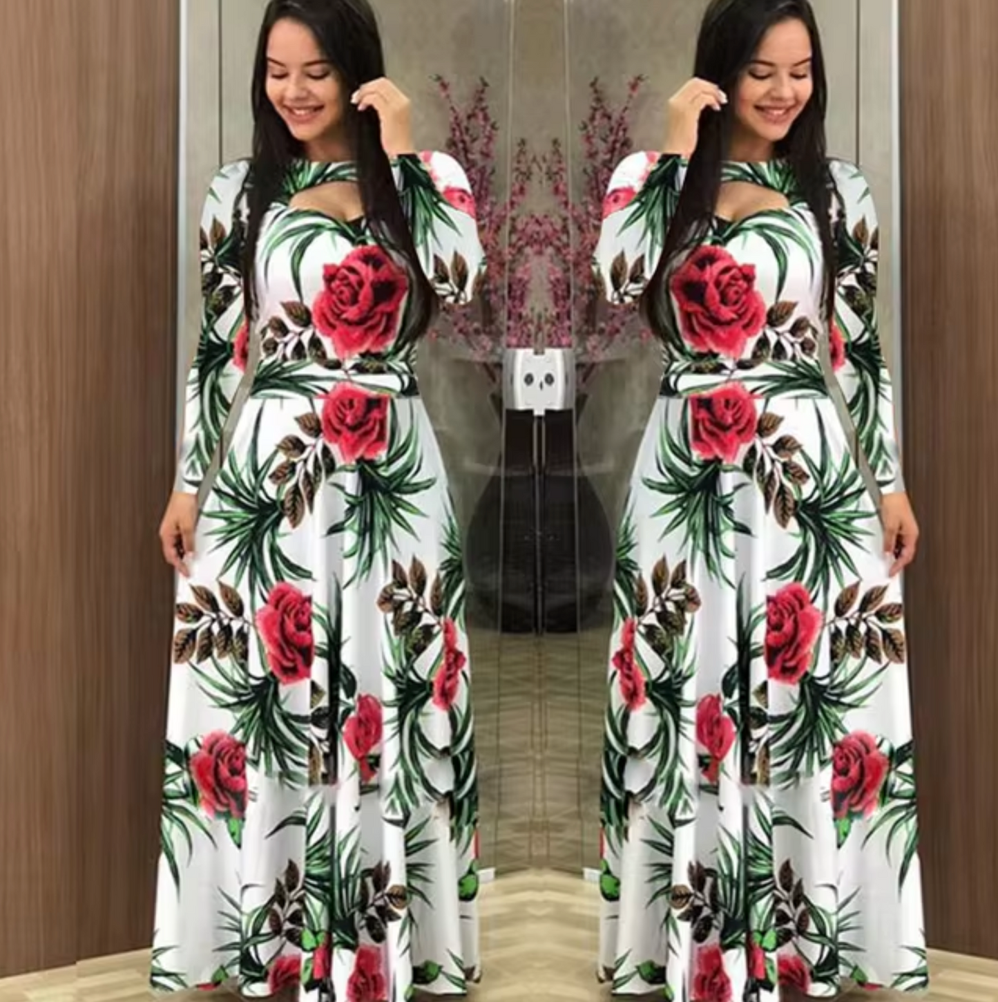 Euna - Long Sleeve Floral Maxi Dress