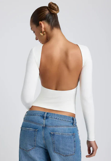 Milcah – Stylish Backless Long Sleeve Top