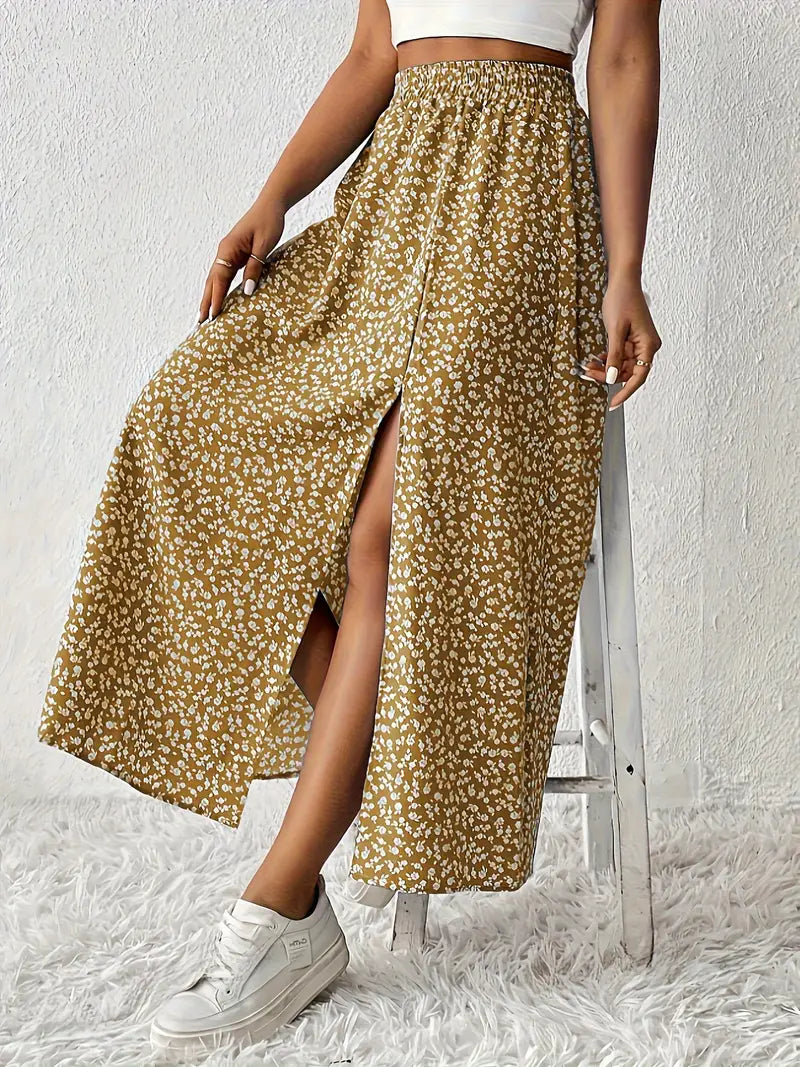 Aori – Elegant High-waisted Maxi Skirts with Floral Print
