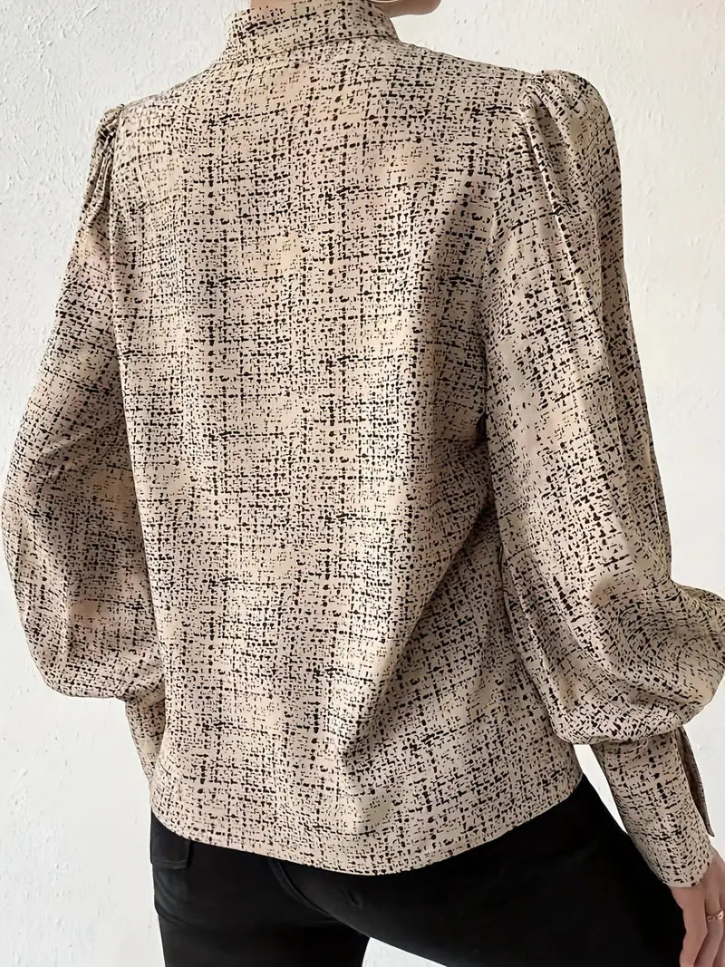 Shadira - Vintage High Collar Long Sleeve Blouse