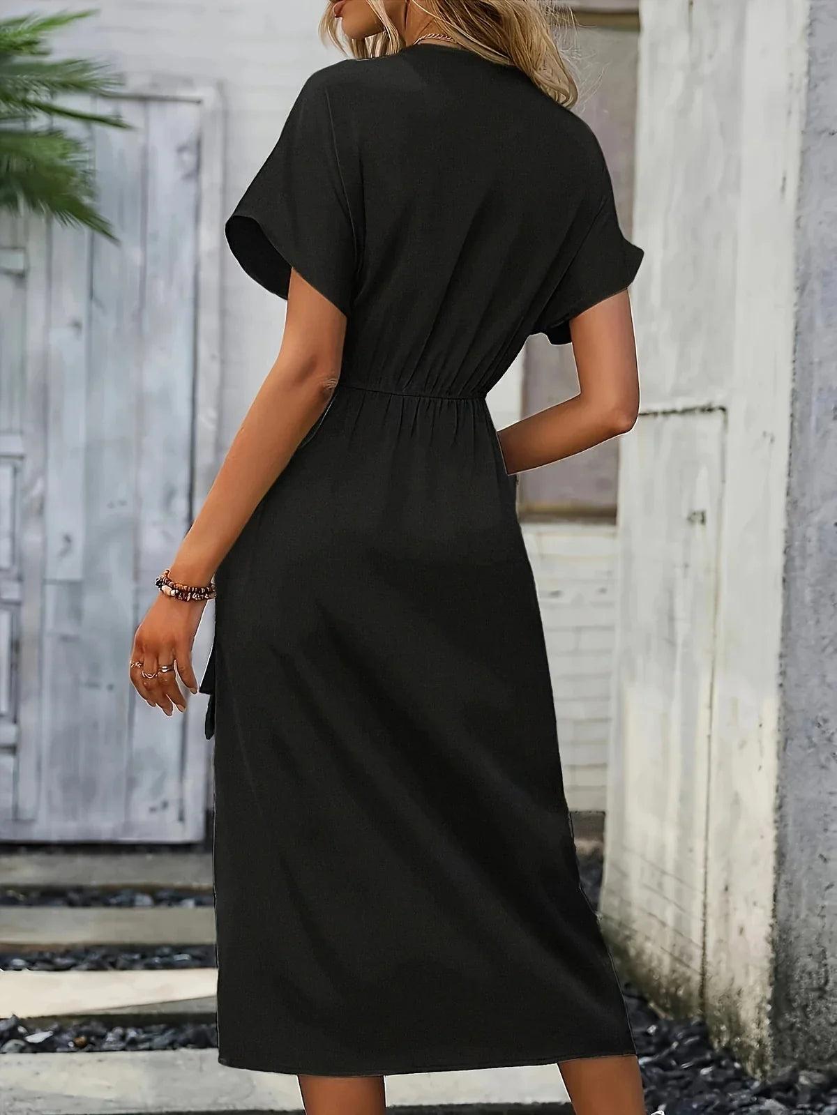 Isoliera - Elegant V-neck Wrap Dress