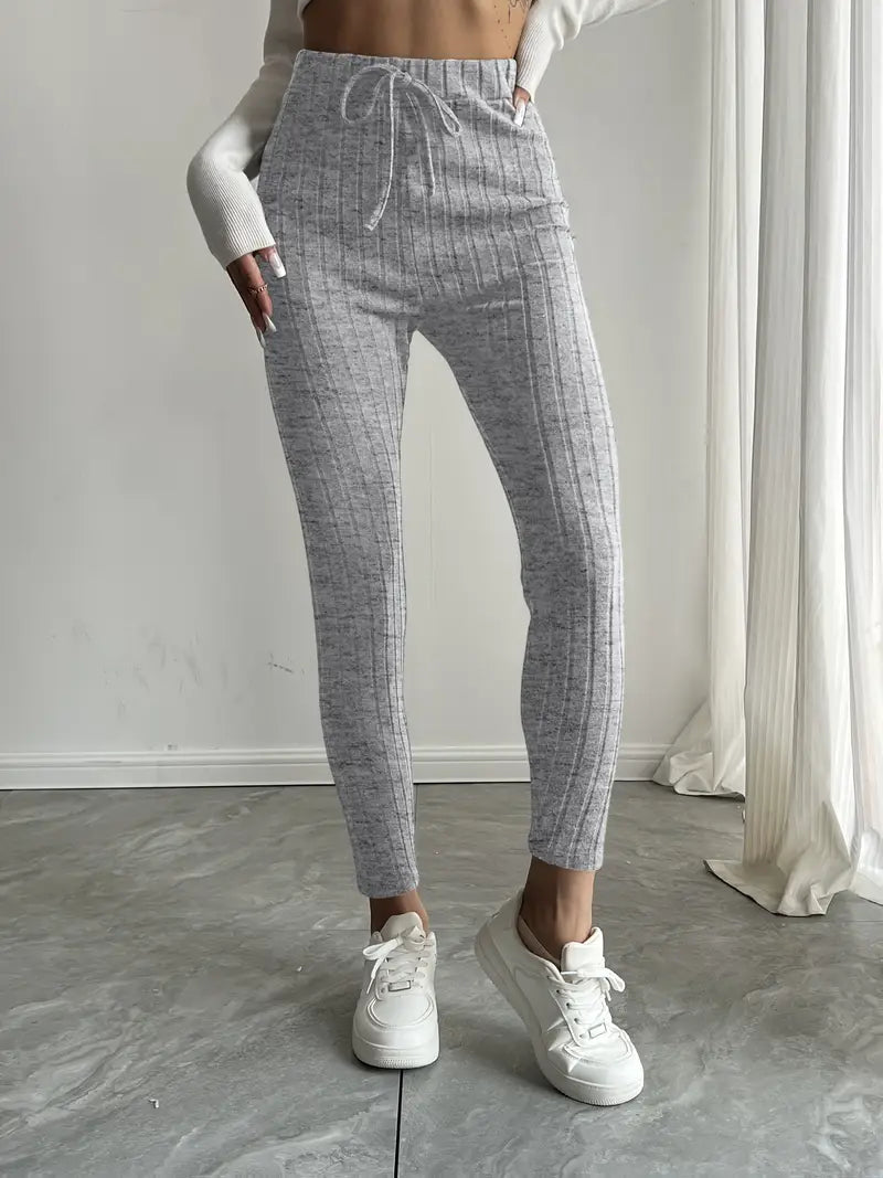Anouk – Ribbed High-waisted Drawstring Leggings