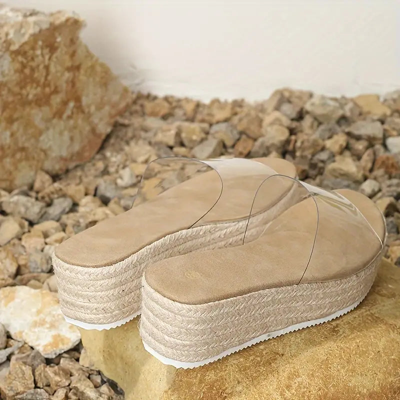 Ayumiya – Espadrille Platform Sandals with Transparent Strap