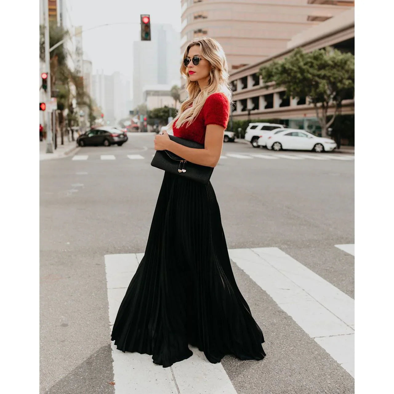 Veluna – Stylish Pleated Maxi Skirt