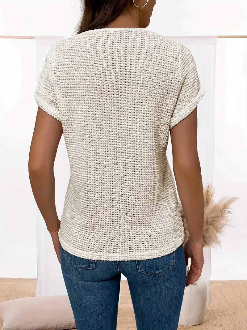 Yzendra – Stylish Crochet Knit Top