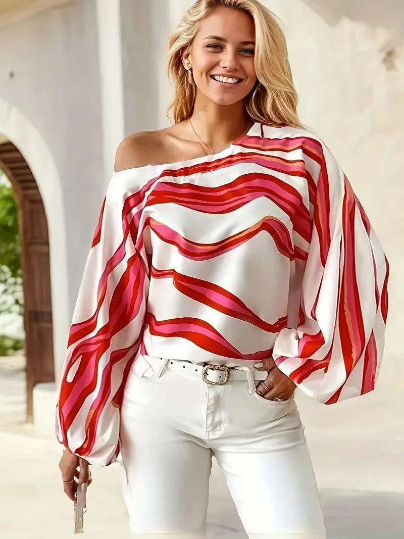 Ivora – Elegant One-shoulder Long-sleeved Blouse