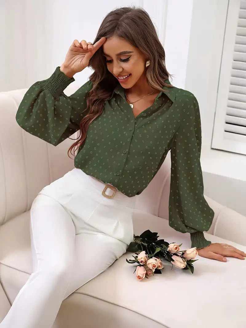 Noctavia – Elegant Textured Long-sleeved Blouse