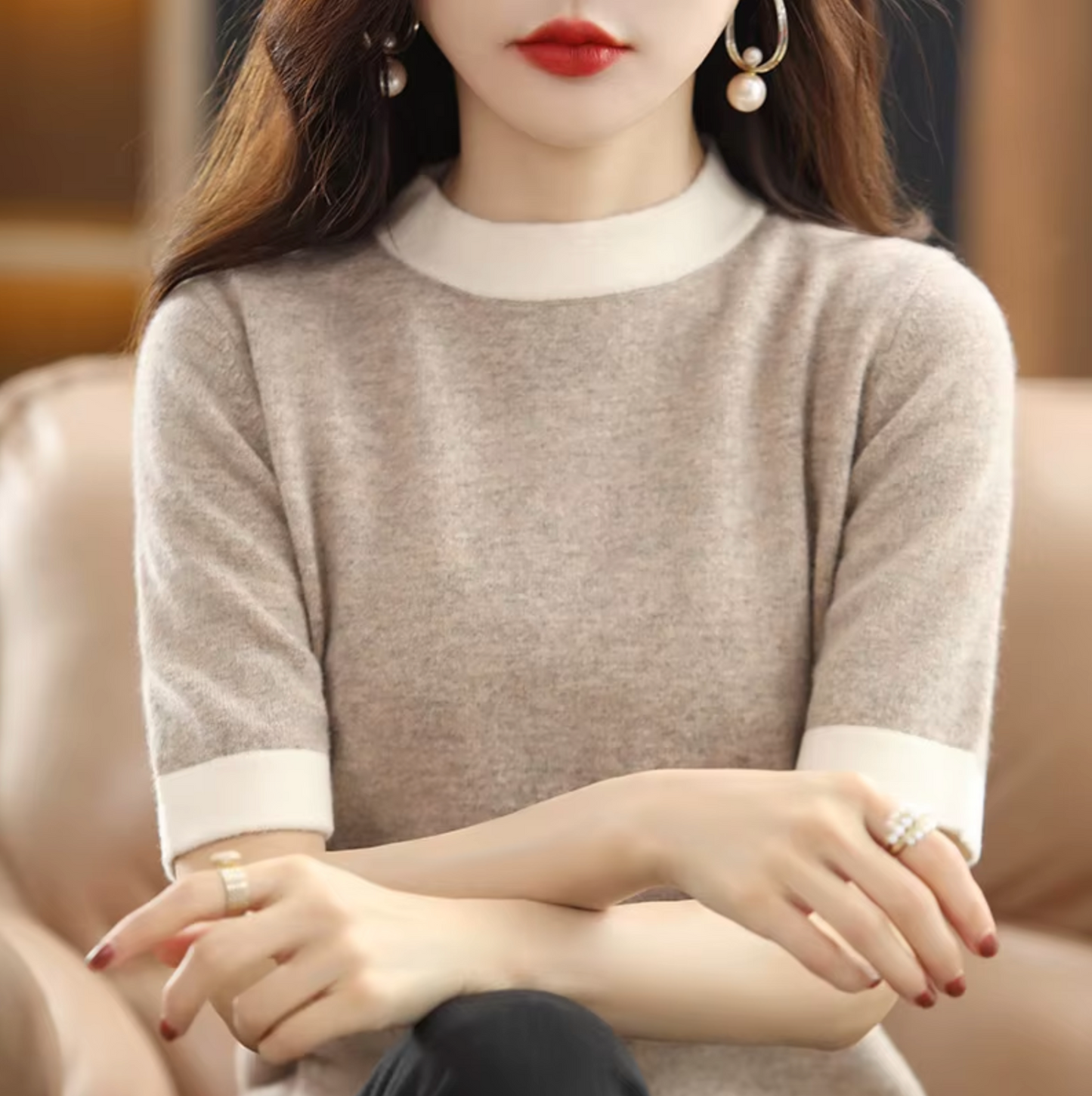 Zea - Knitted Short-sleeved Cashmere Sweater