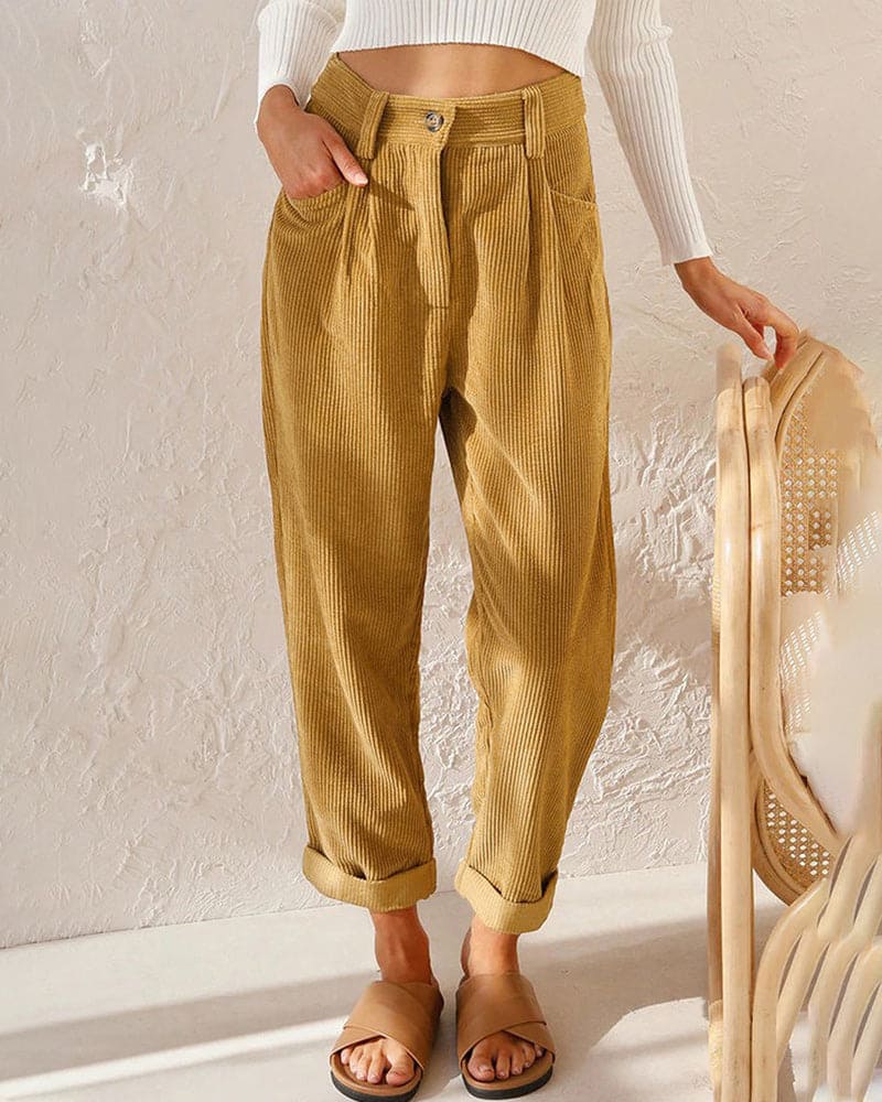 Makiko – High-waist Cotton Corduroy Trousers