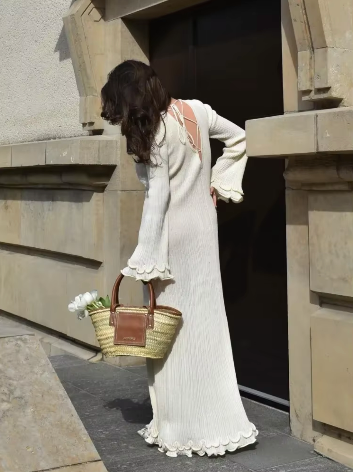 Tanja – Ruffle Hem Knitted Maxi Dress