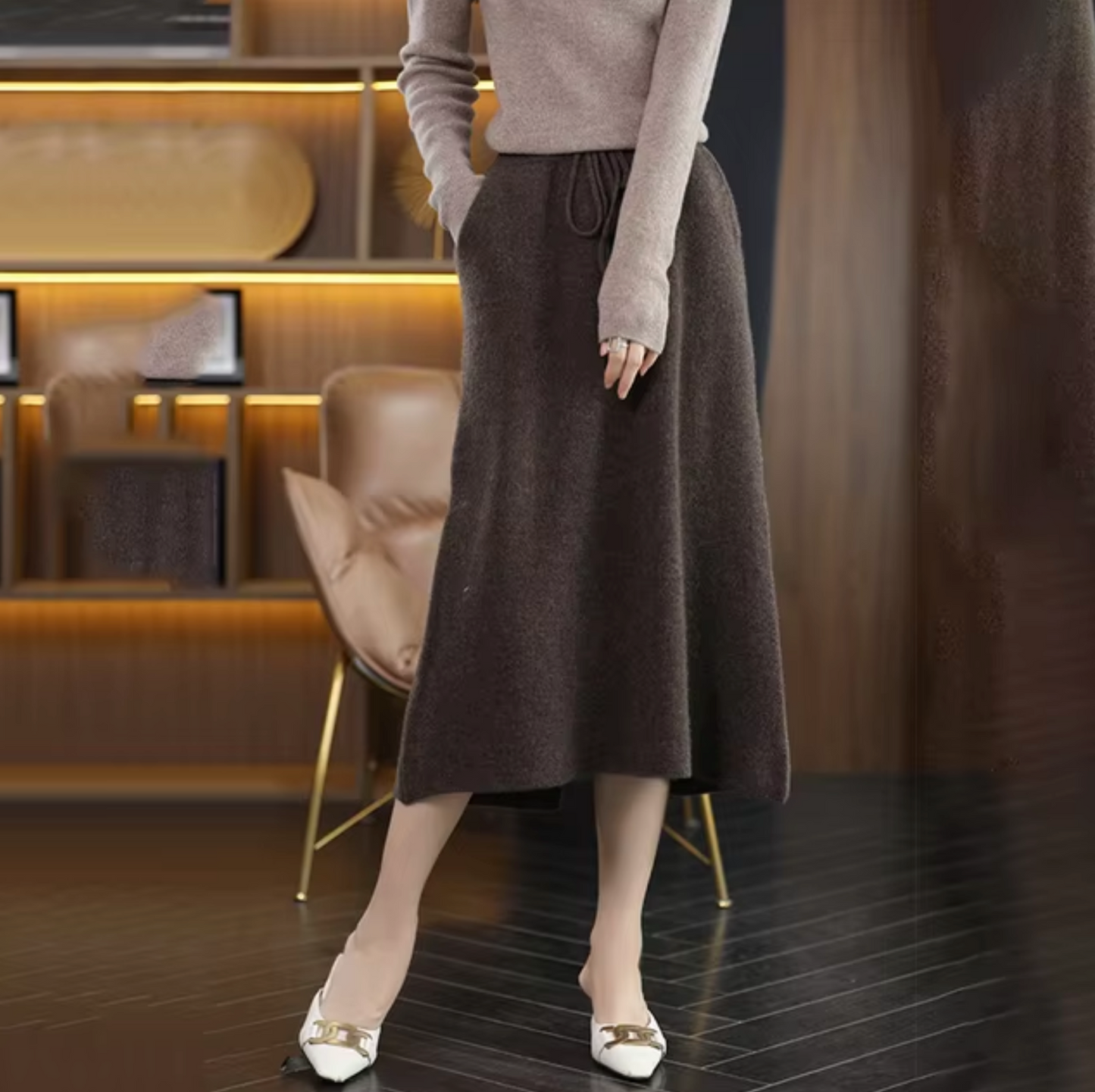 Heina – Wool Midi Skirt