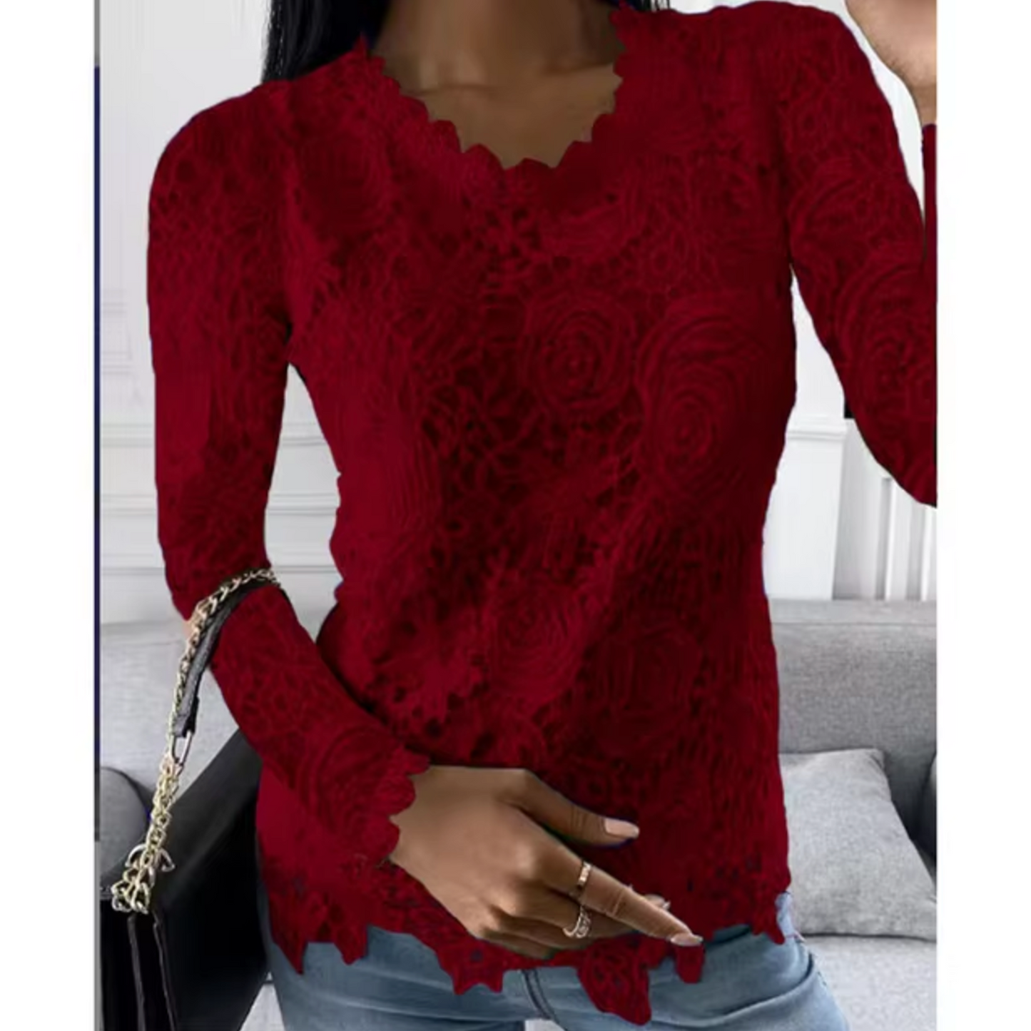 Hallie – Elegant Lace Floral Top