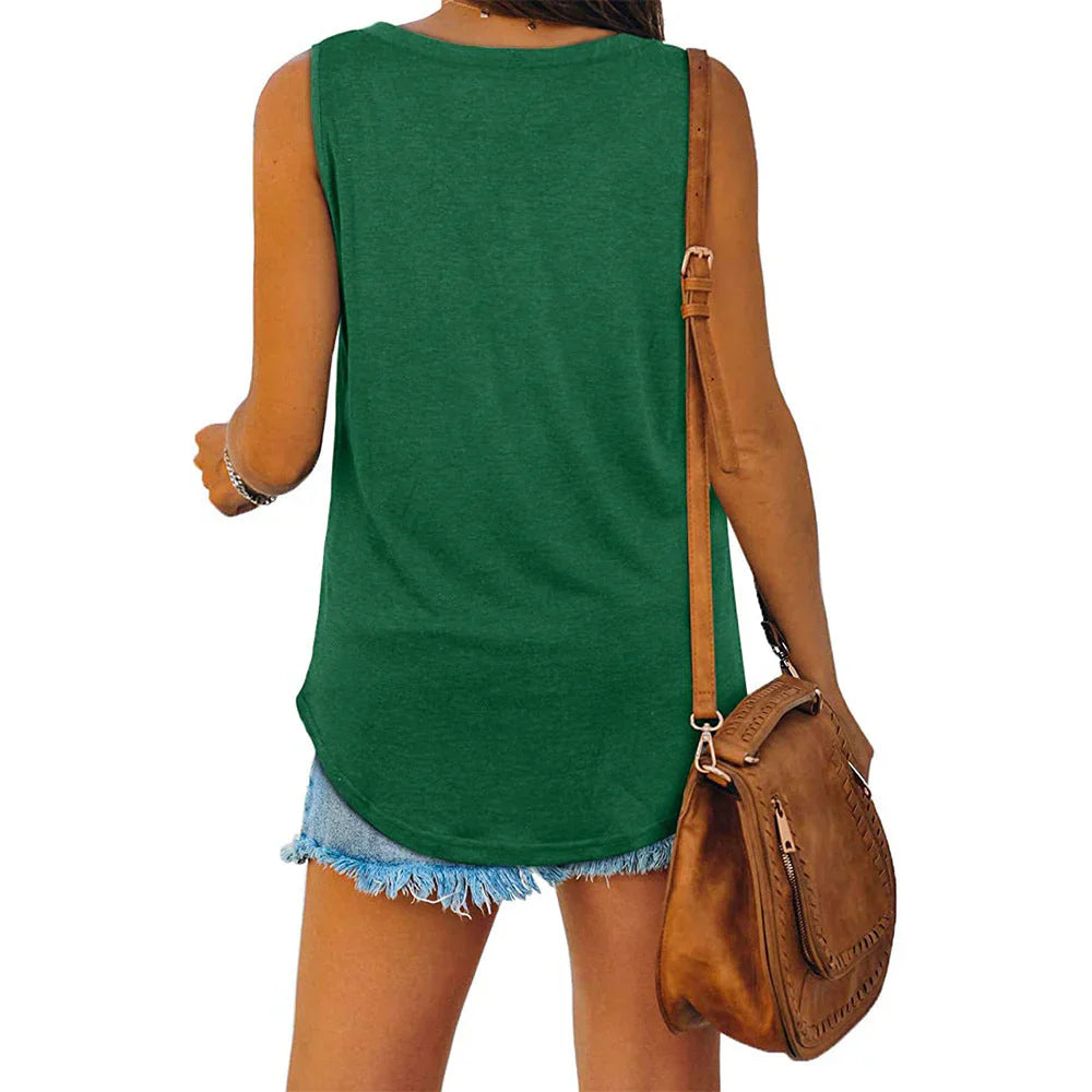Elunara - Cotton Sleeveless V-neck Top