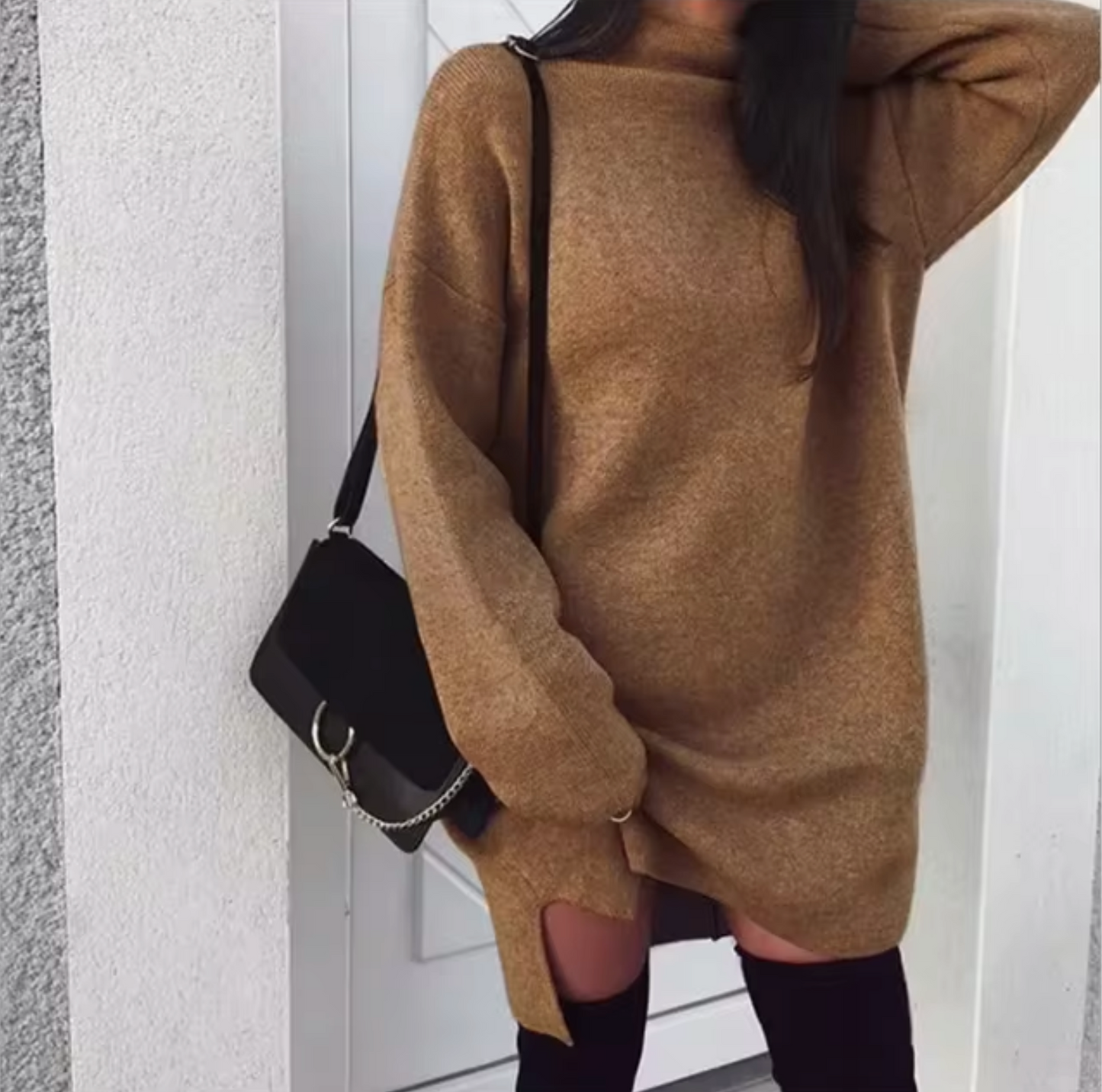 Bezy – Knitted Turtleneck Loose Dress
