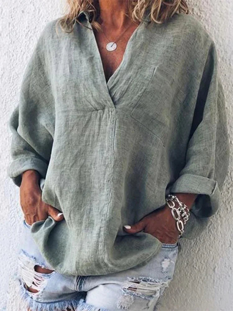 Francie – Linen V-neck blouse