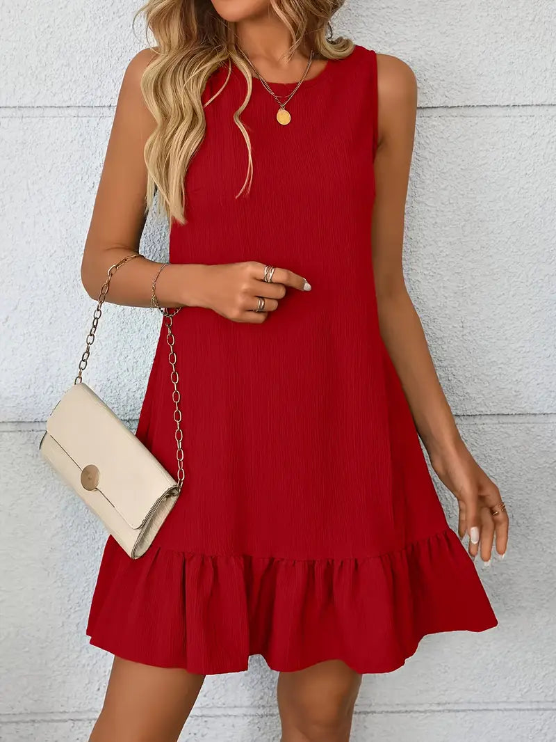 Luna – Sleeveless Dress with Fashionable Ruffle Trim