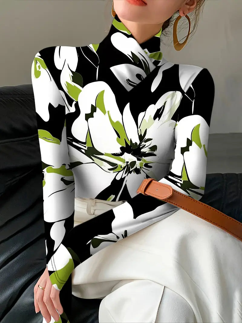 Trixie – Elegant Floral High-neck Top