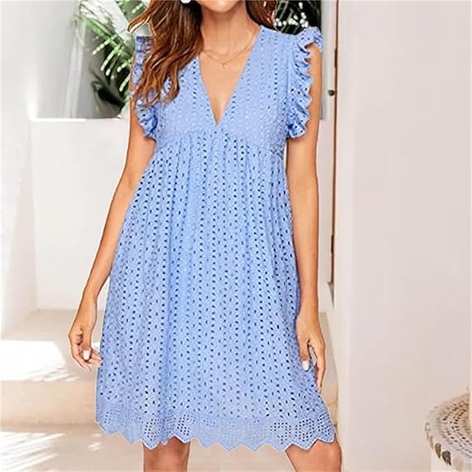 Claudia - Elegant Eyelet Embroidery Mini Dress