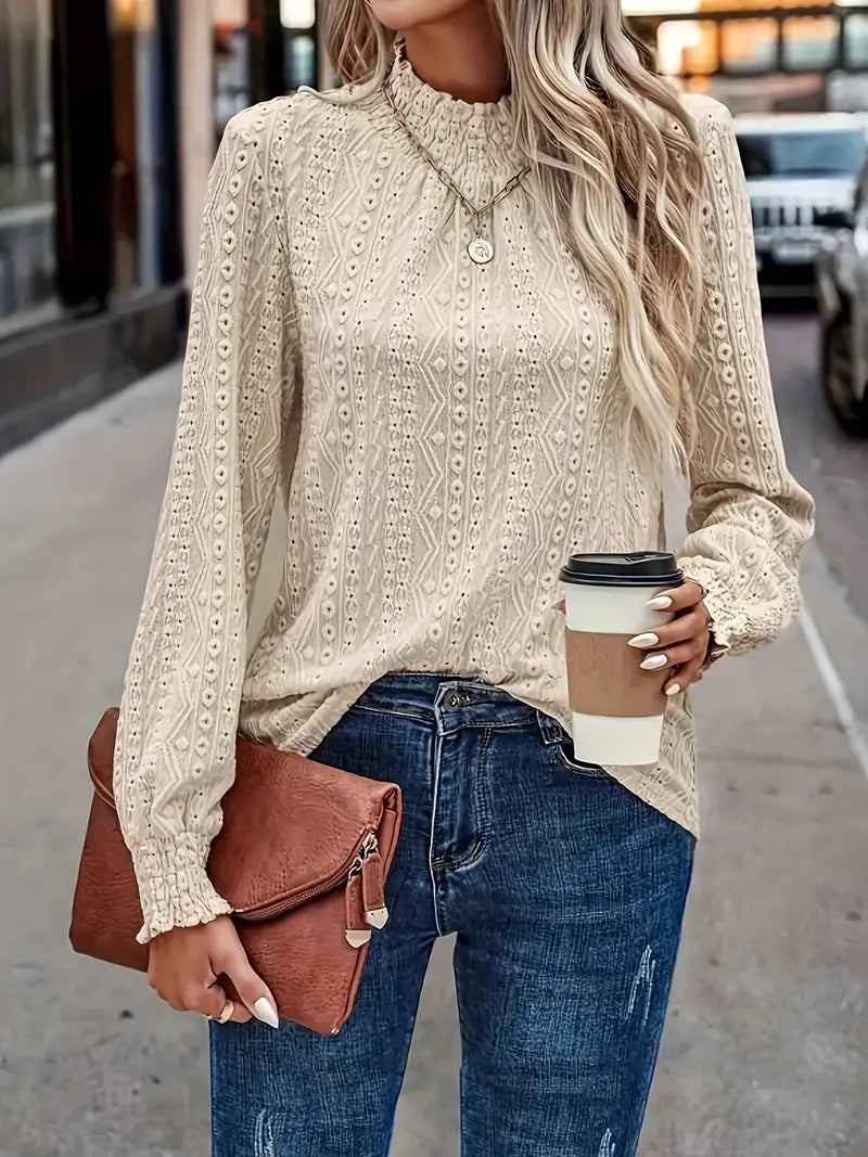 Rowindra – Classic Ruffle Trim Long Sleeve Blouse