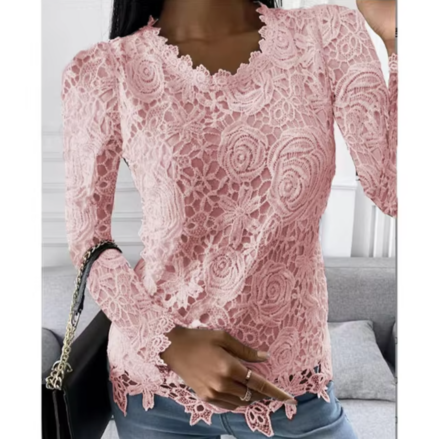 Hallie – Elegant Lace Floral Top