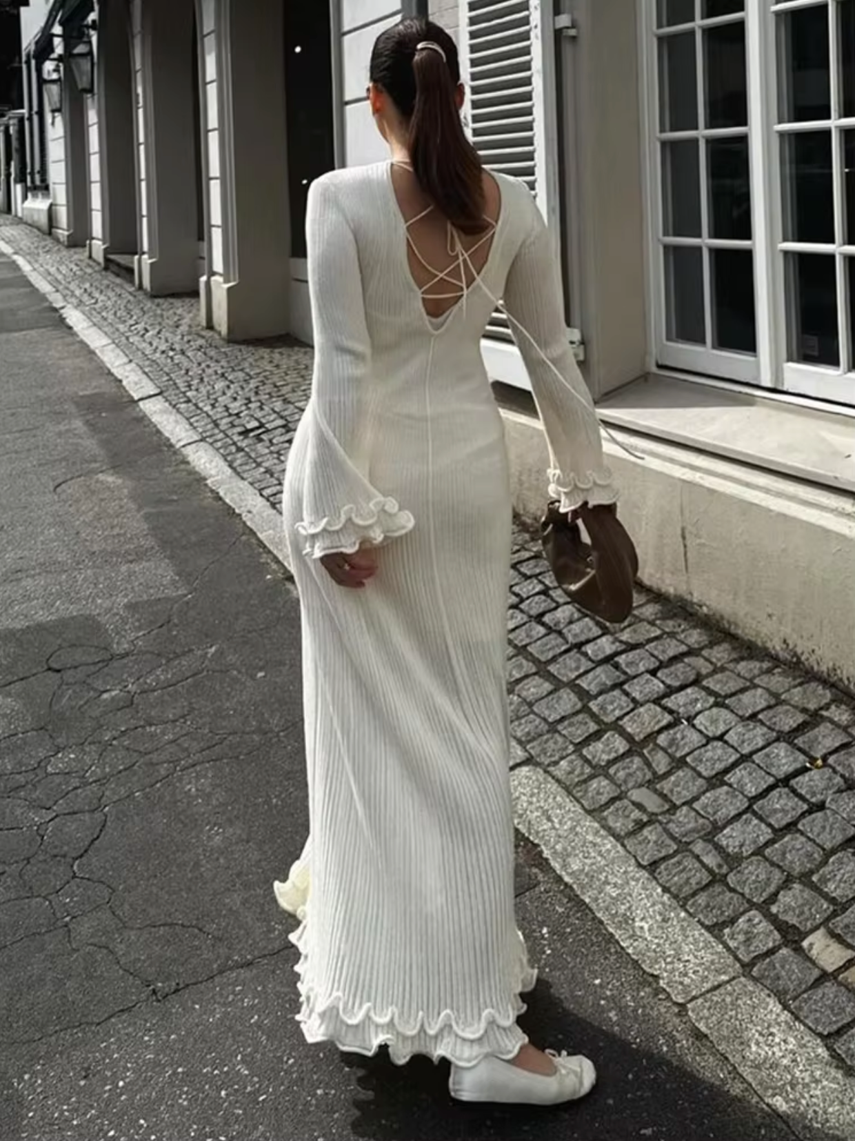 Tanja – Ruffle Hem Knitted Maxi Dress