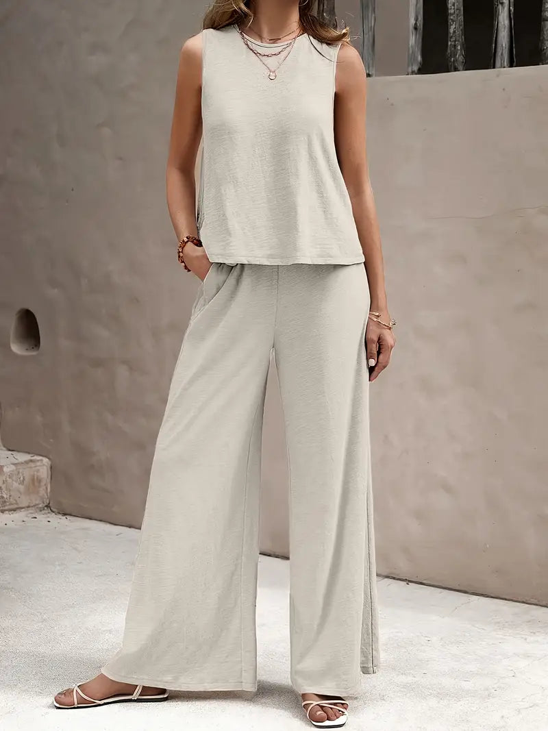 Faylisse – Elegant Sleeveless Wide-leg Lounge Set