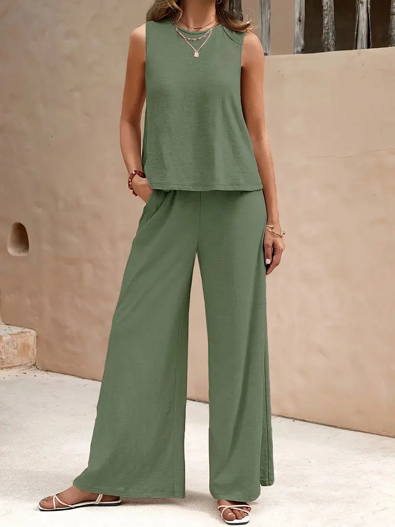 Remy – Elegant Sleeveless Top and Pants Set