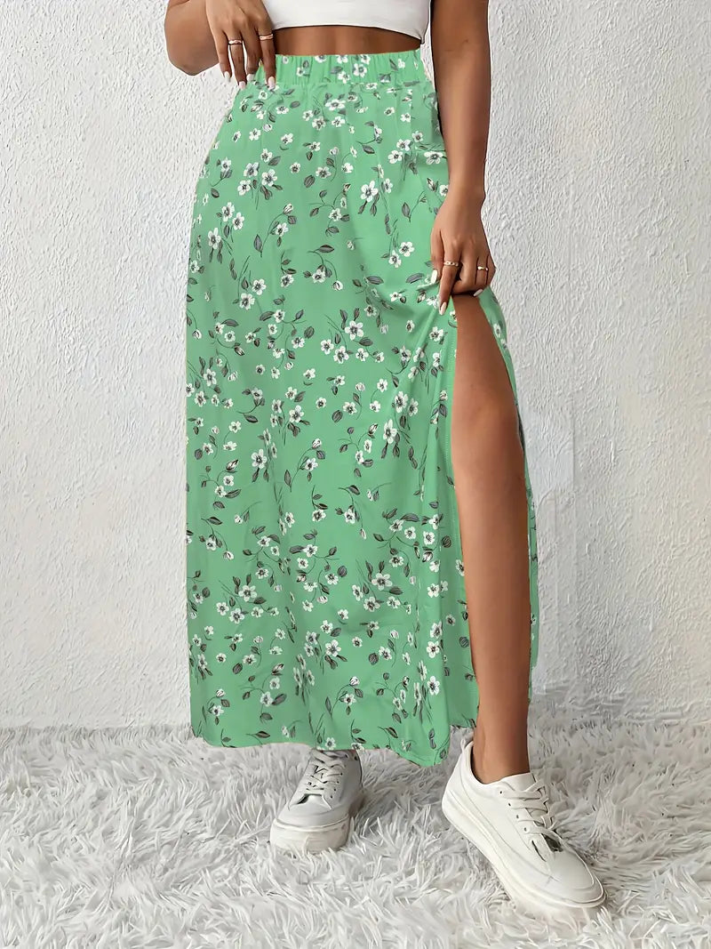 Louvina – Maxi Skirt with Floral Slit