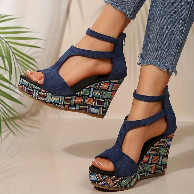 Marita – Geometric Platform Wedge Sandals