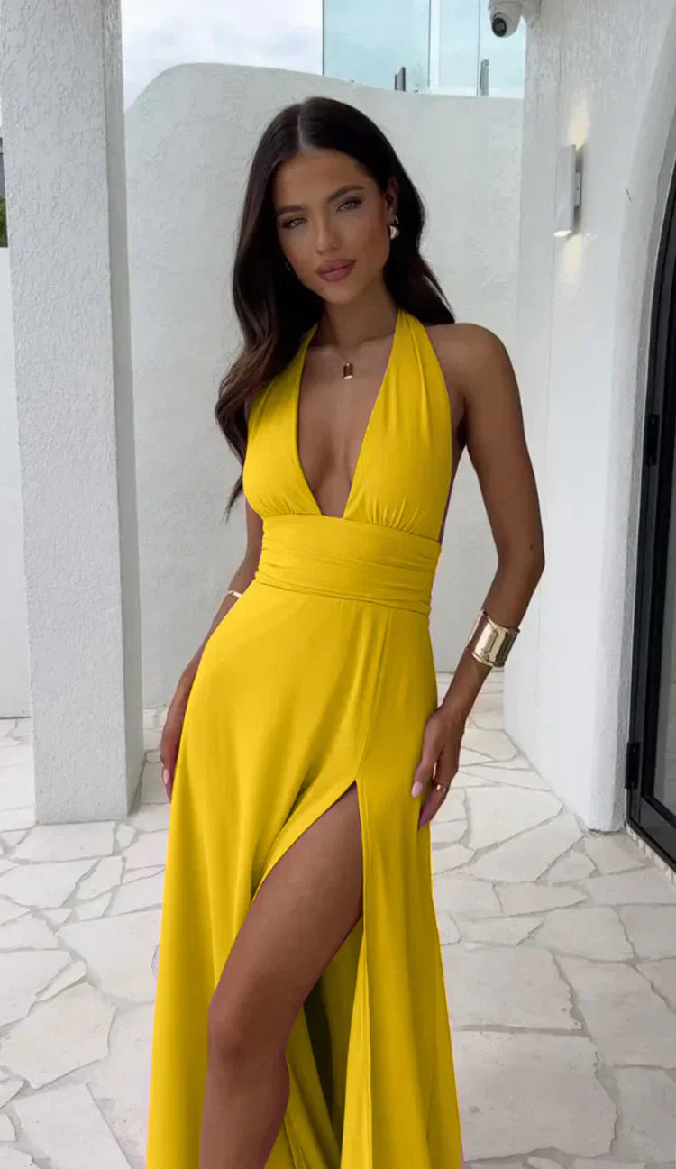 Laurette – Elegant Halter Neck Maxi Dress