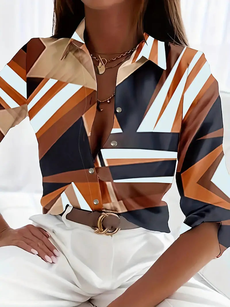 Elsinira – Stylish Printed Blouse with Buttons