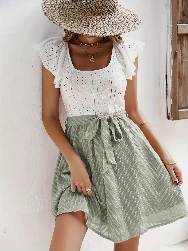 Wilhelmina – Cap-sleeve Top and Waist-waisted Skirt Set