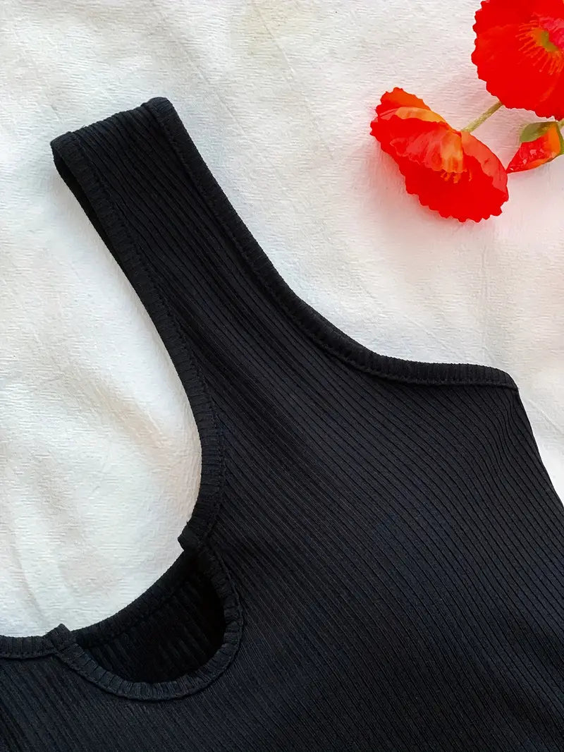 Elkie – Ribbed Cotton Tank Top and Printed Shorts Set