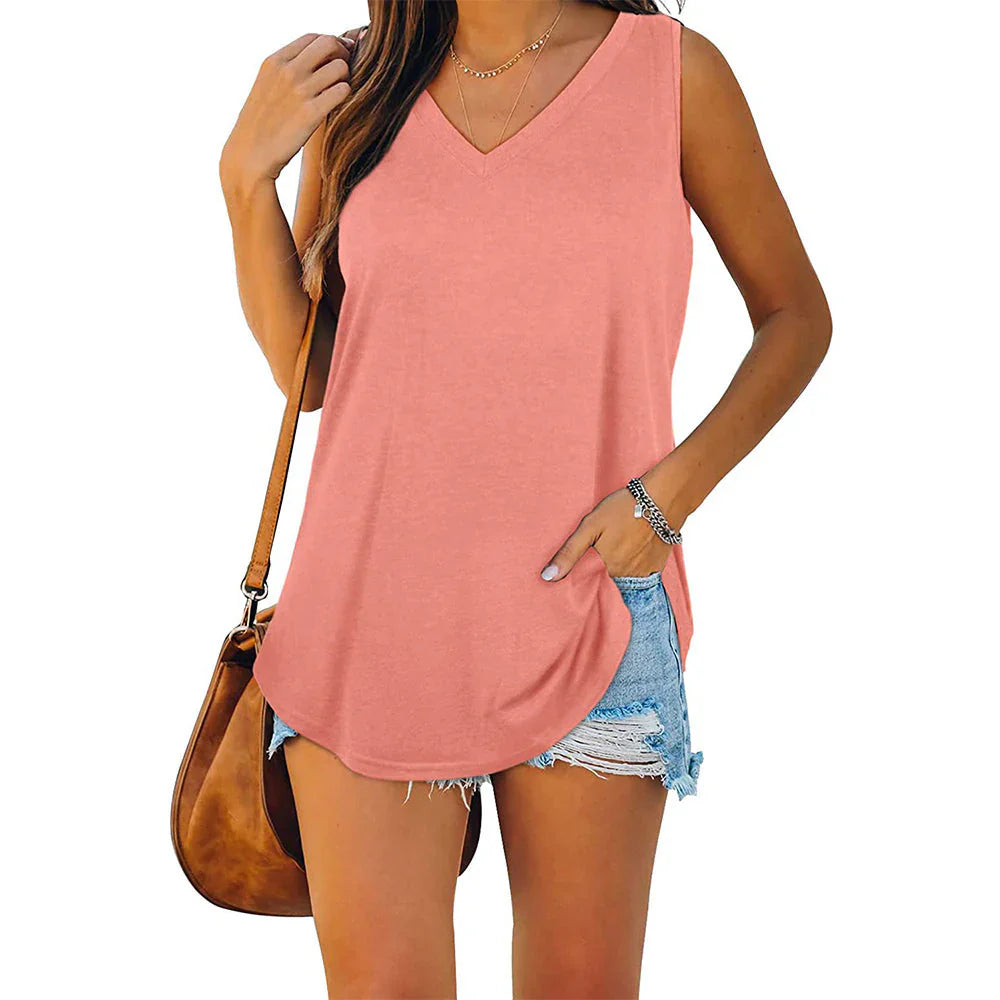 Elunara - Cotton Sleeveless V-neck Top