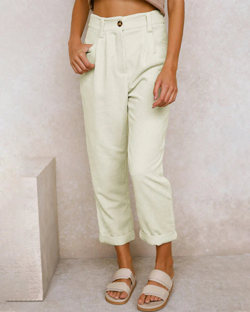 Makiko – High-waist Cotton Corduroy Trousers
