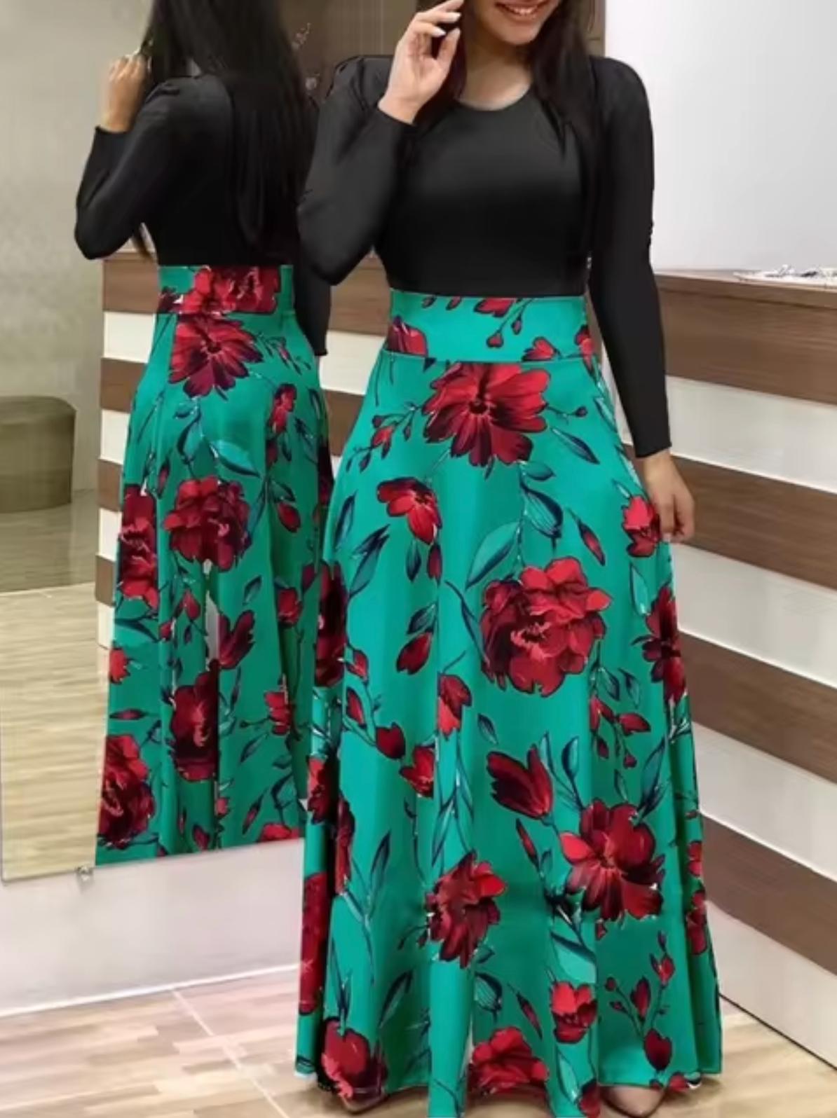 Cindy – Long Sleeve Floral Dress