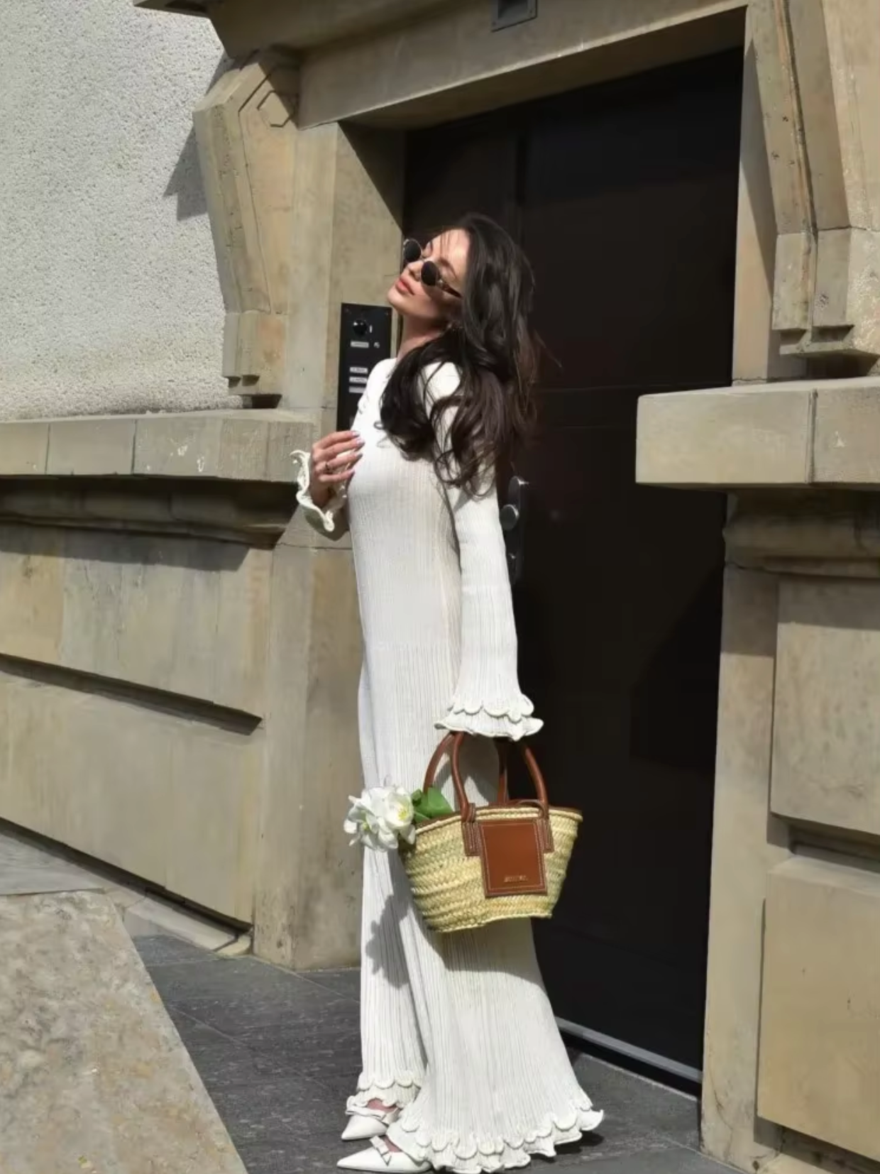 Tanja – Ruffle Hem Knitted Maxi Dress
