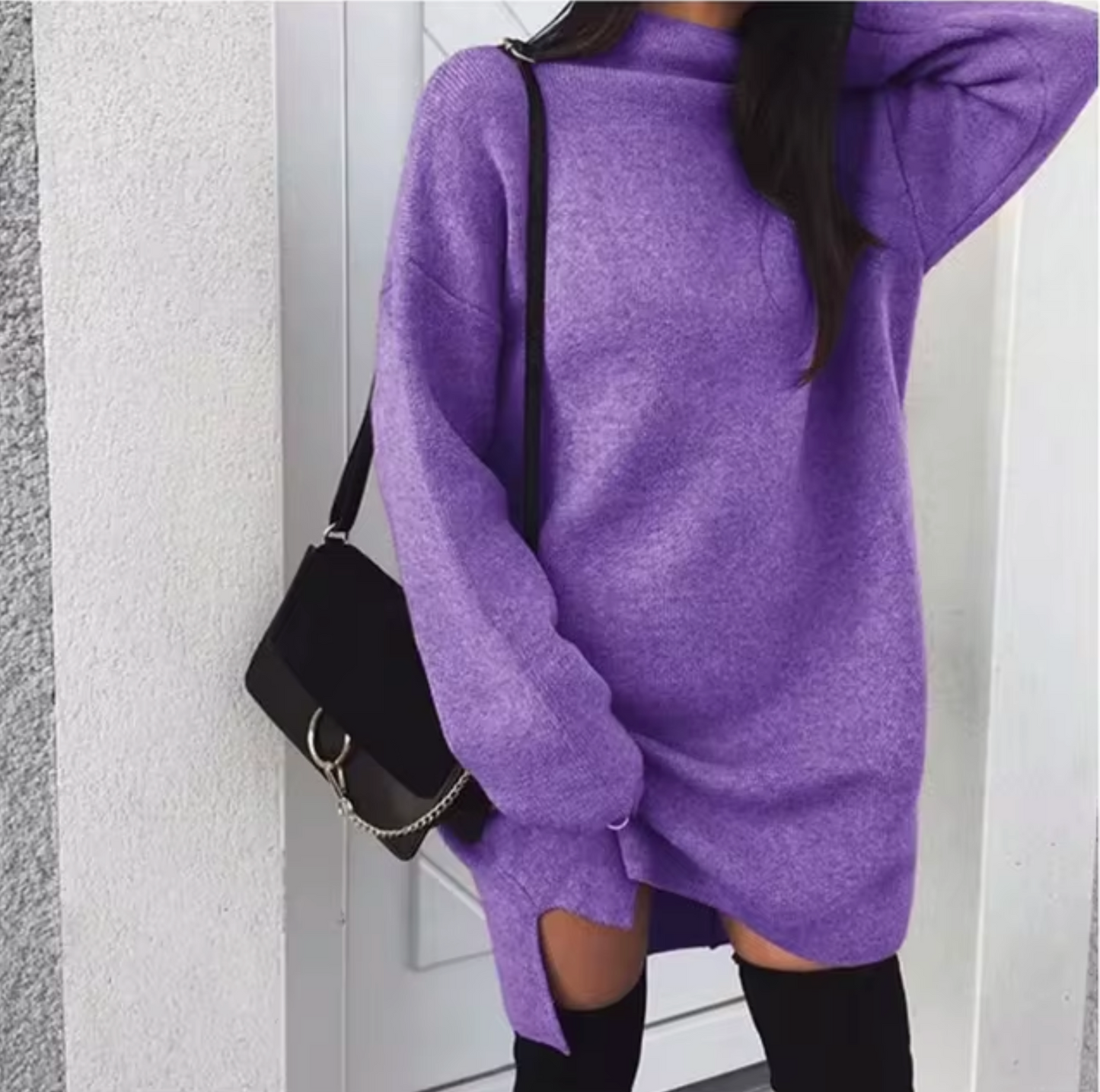 Bezy – Knitted Turtleneck Loose Dress