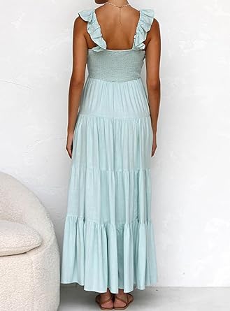 Prisca – Linen Maxi Dress with Ruffles