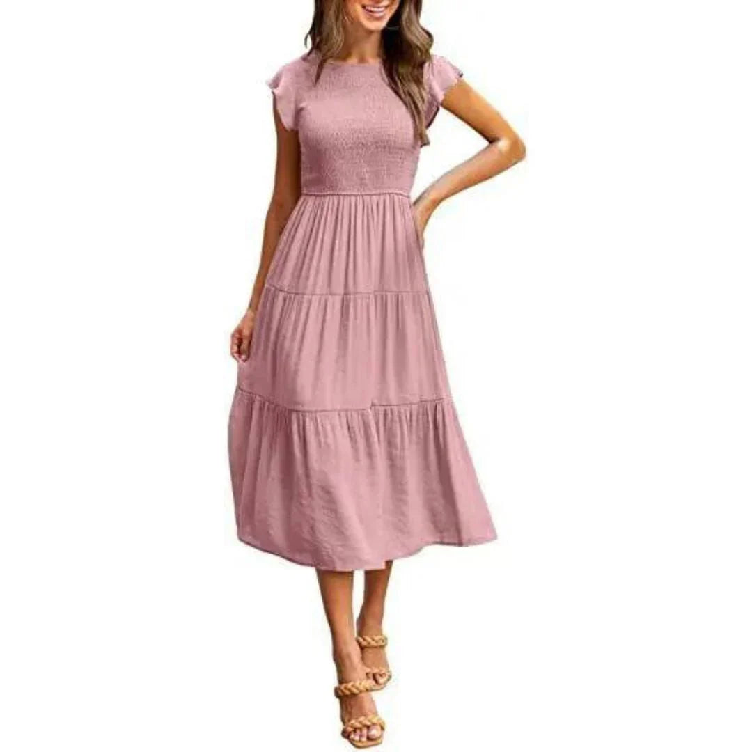 Paloma – Elegant Cotton Tiered Midi Dress