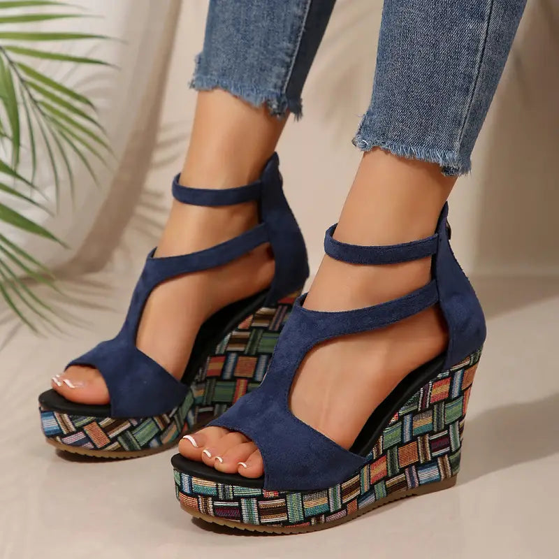Marita – Geometric Platform Wedge Sandals