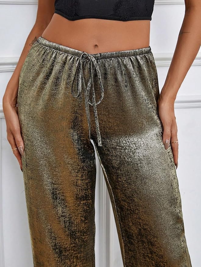 Criselda – Metallic Drawstring Pants