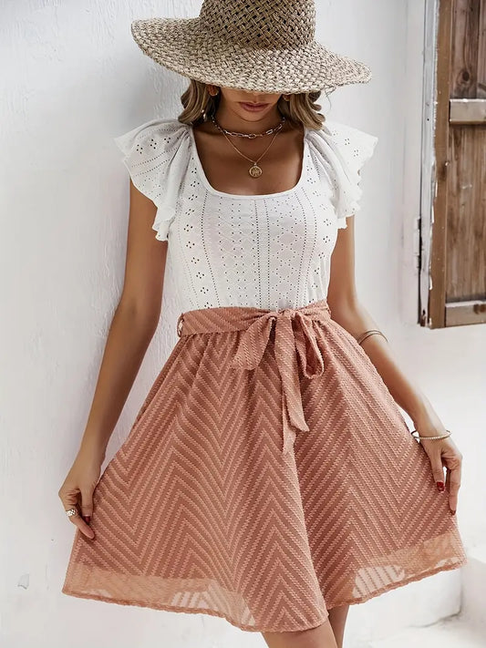 Wilhelmina – Cap-sleeve Top and Waist-waisted Skirt Set