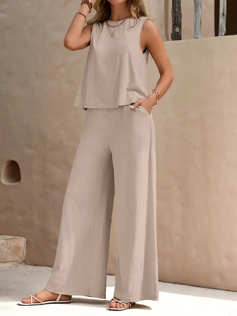 Faylisse – Elegant Sleeveless Wide-leg Lounge Set