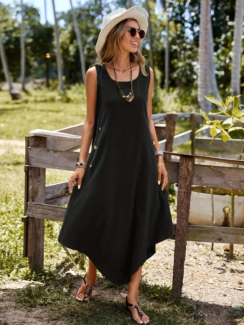 Joia – Boho-chic Dress with Sleeveless Handkerchief Hem