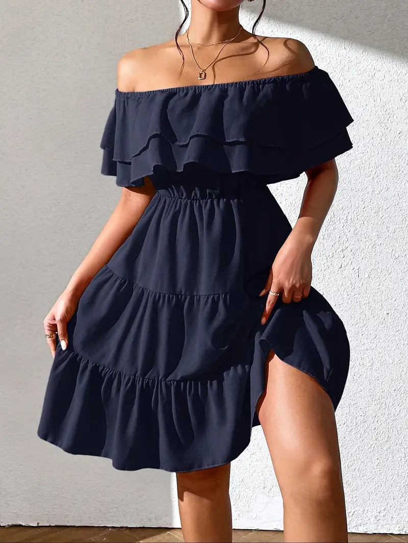Salem – Elegant Off-shoulder Ruffled Dress