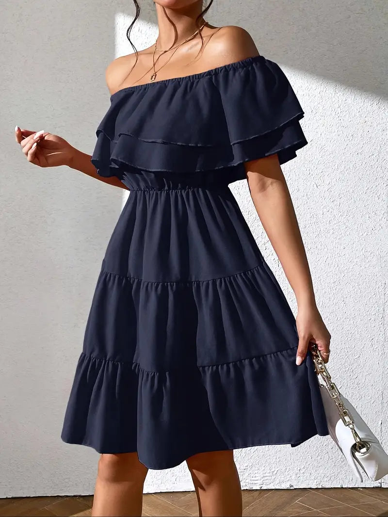 Salem – Elegant Off-shoulder Ruffled Dress
